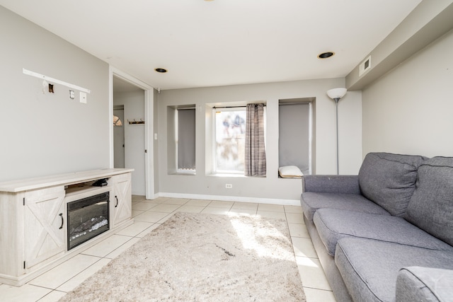 view of tiled living room