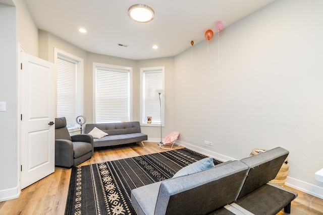 living room featuring light hardwood / wood-style floors