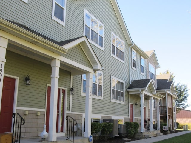 exterior space featuring central air condition unit