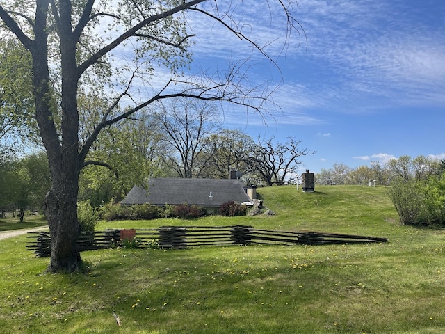 view of property's community with a lawn