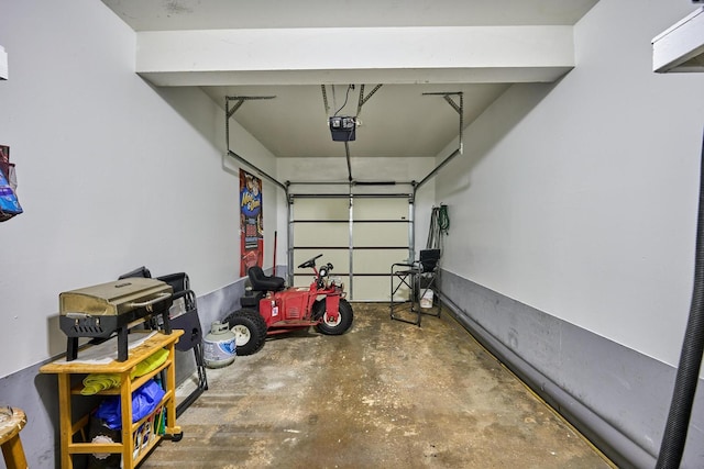 garage with a garage door opener