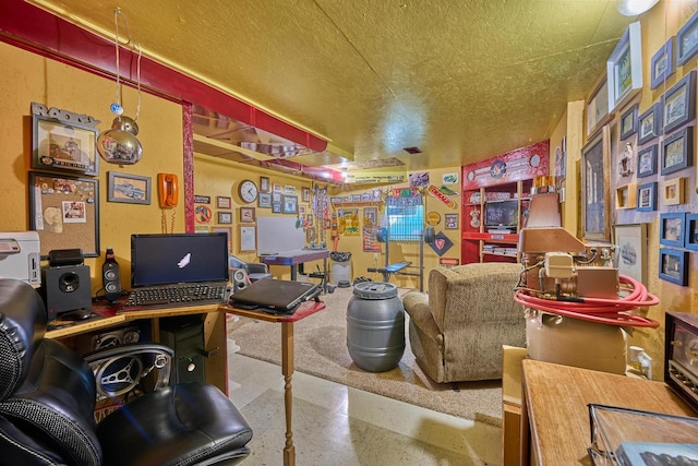 interior space featuring a textured ceiling