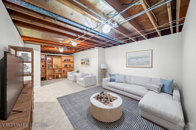 living room with carpet floors