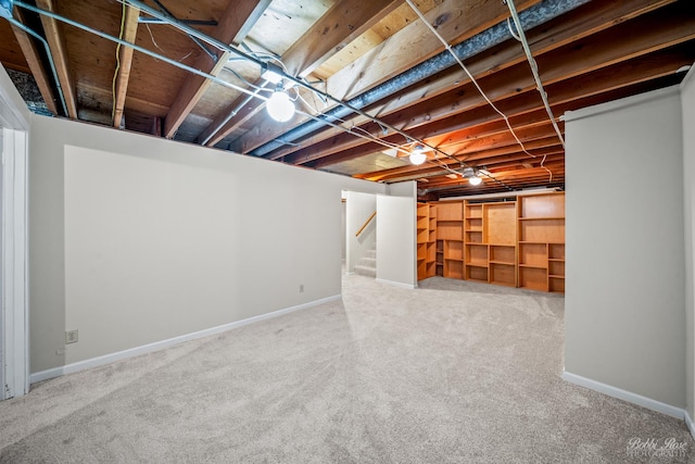 basement with carpet