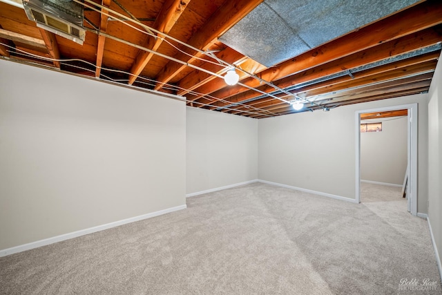 basement featuring carpet