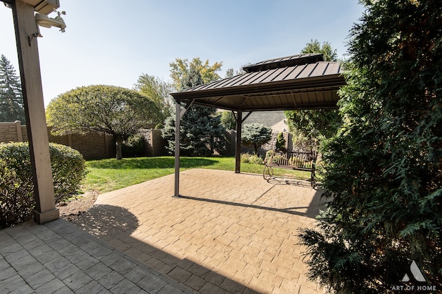 view of patio / terrace featuring a gazebo