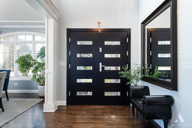 foyer with dark hardwood / wood-style flooring and plenty of natural light