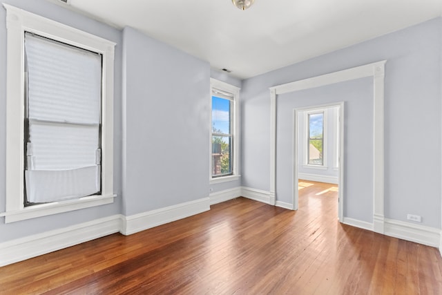 spare room featuring wood-type flooring