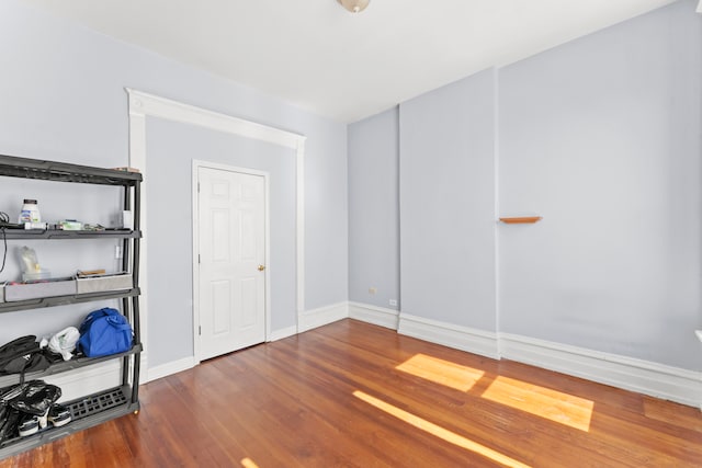 spare room featuring wood-type flooring