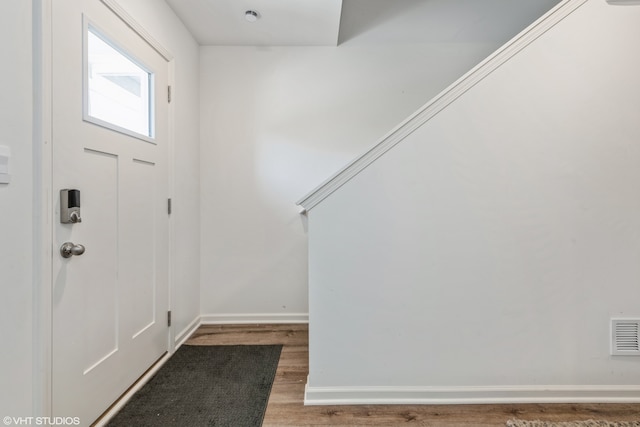 entrance foyer featuring dark wood-type flooring