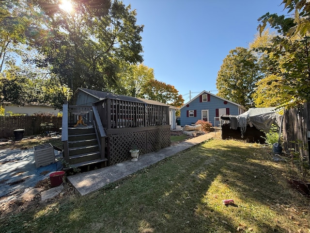 view of yard featuring a deck