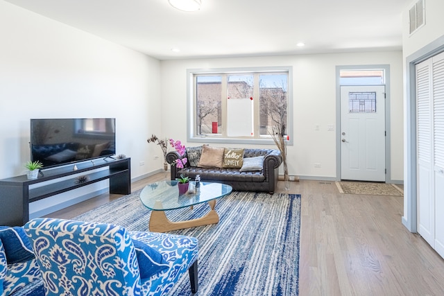 living room featuring light hardwood / wood-style floors