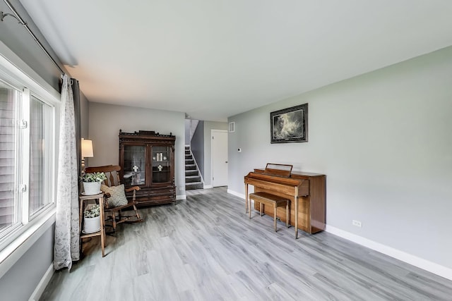 office featuring wood finished floors and baseboards