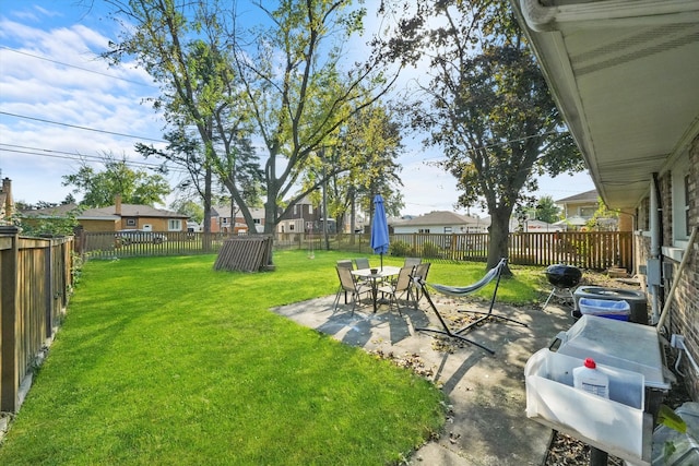 view of yard with a patio area