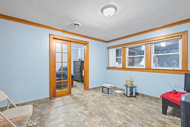 interior space with ornamental molding