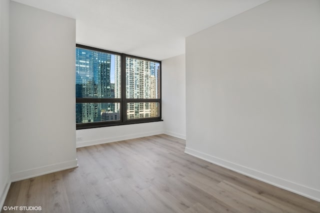 spare room featuring light wood-type flooring