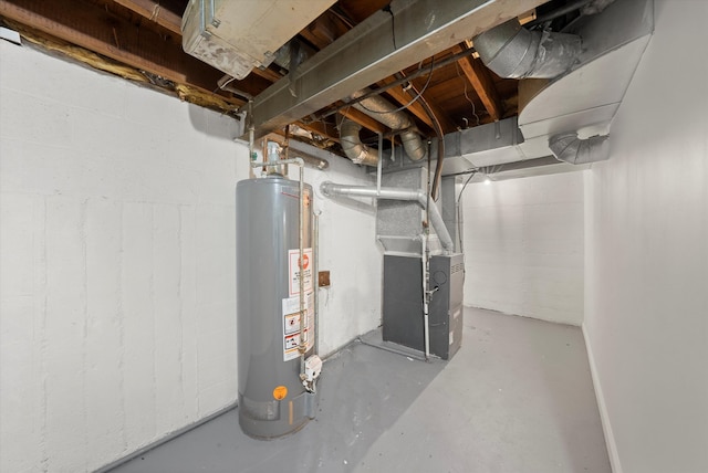 utilities with water heater and heating unit