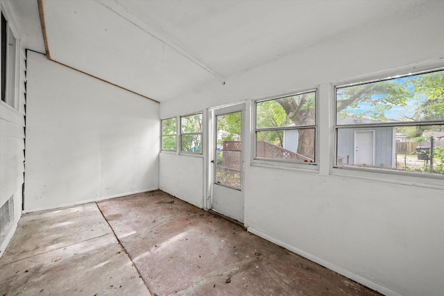 view of unfurnished sunroom