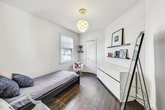 bedroom featuring dark hardwood / wood-style flooring