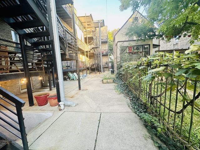 view of community featuring stairway