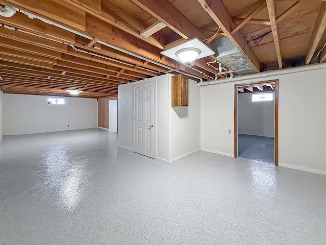 basement with plenty of natural light