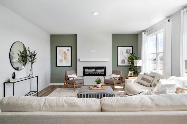 living room with hardwood / wood-style flooring