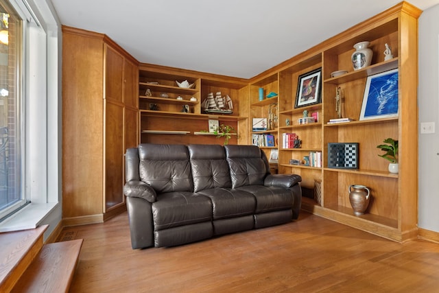 living room featuring light hardwood / wood-style flooring