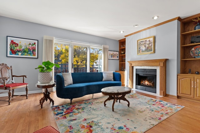 living room with light wood-type flooring