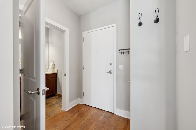 interior space with light hardwood / wood-style flooring