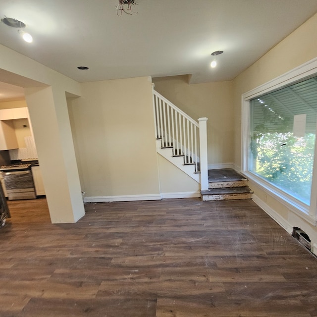 interior space with dark hardwood / wood-style flooring