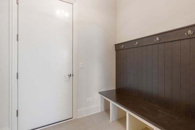 mudroom featuring light tile patterned flooring