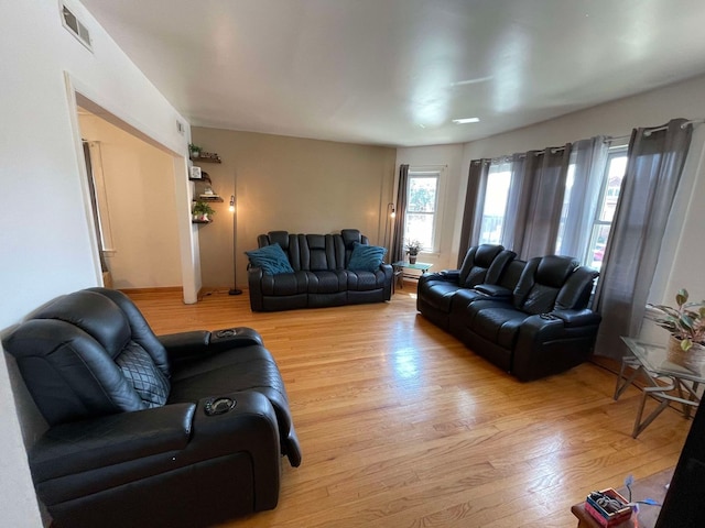 living room with hardwood / wood-style floors