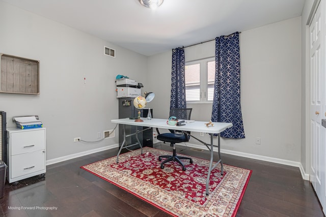 office featuring dark hardwood / wood-style flooring