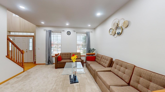 living room featuring light hardwood / wood-style flooring