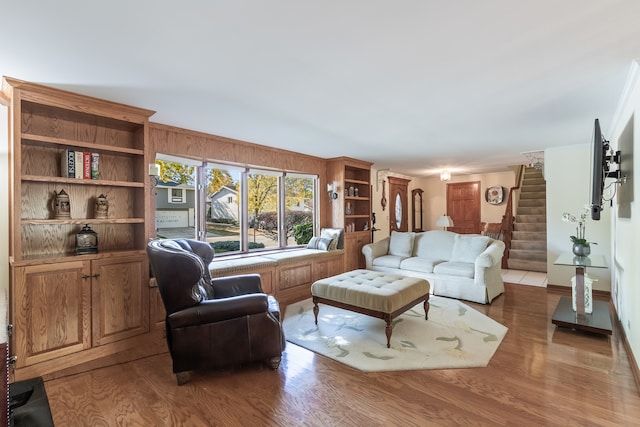 living room with wood-type flooring