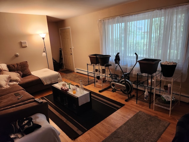 living room with hardwood / wood-style flooring