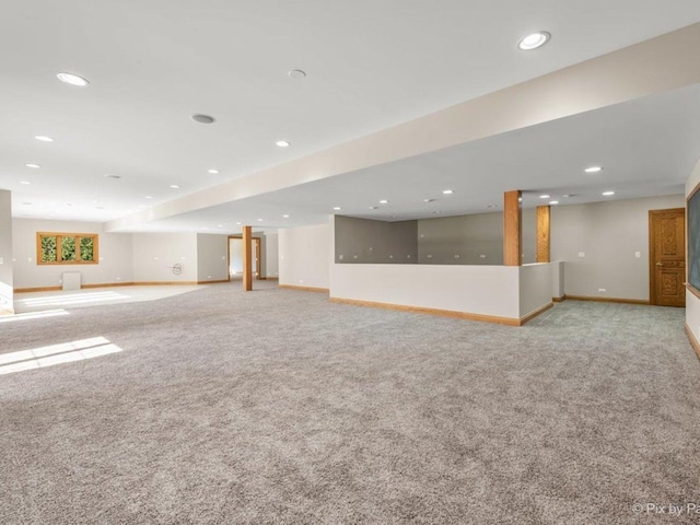 239 Indian Trail Rd, North Barrington, IL 60010 - basement featuring light colored carpet, baseboards, and recessed lighting