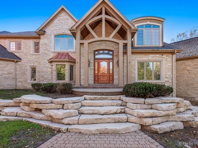 239 Indian Trail Rd, North Barrington, IL 60010 - doorway to property with stone siding