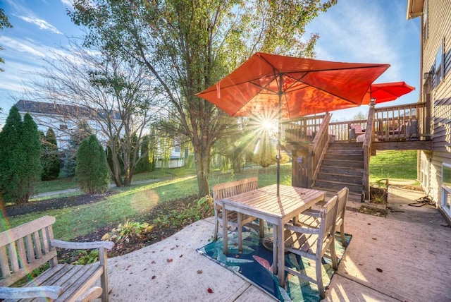 view of patio featuring a wooden deck