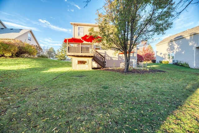 view of yard featuring a deck