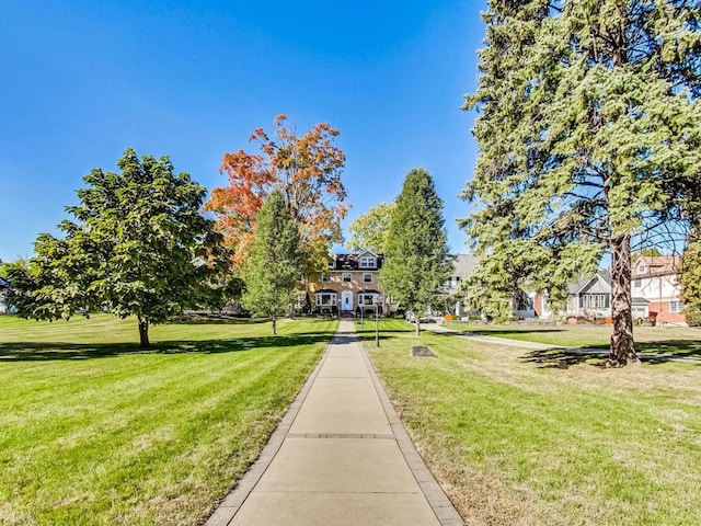 view of community with a lawn