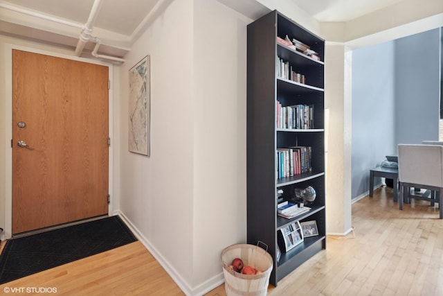 1601 S Michigan Ave Unit 108, Chicago, IL 60616 - hallway with baseboards, wood finished floors, and built in shelves