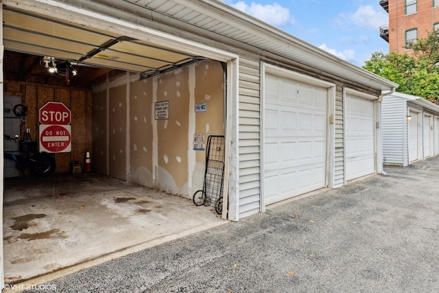 garage with a garage door opener