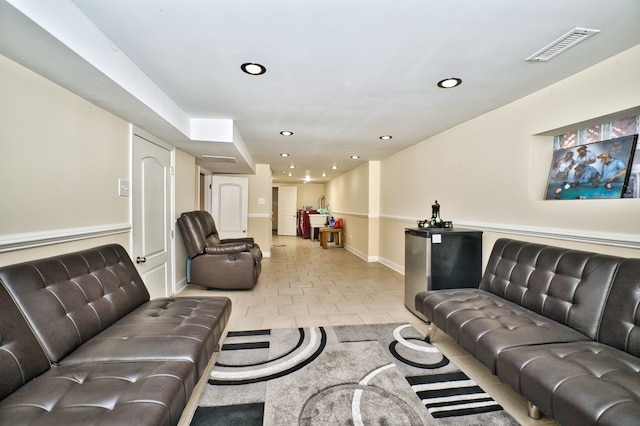 view of tiled living room