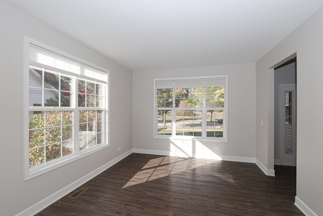 empty room featuring dark hardwood / wood-style flooring