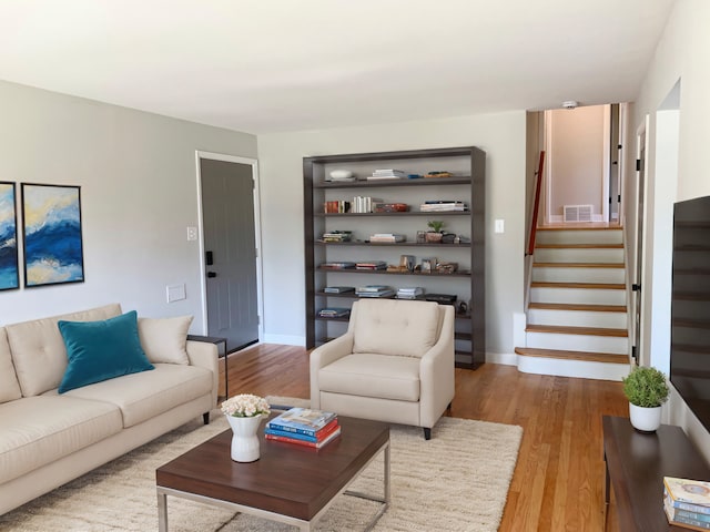 living room featuring light hardwood / wood-style floors