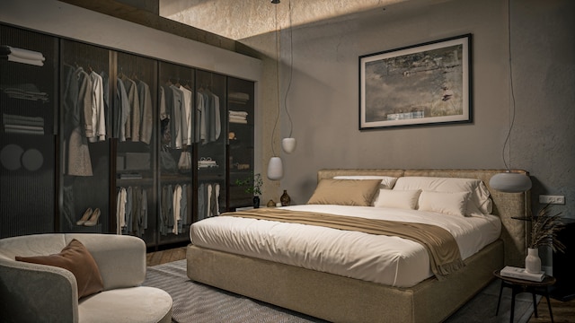 bedroom featuring a closet and wood-type flooring