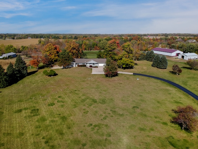 aerial view with a rural view