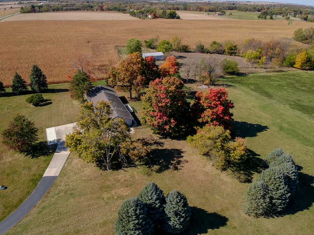 aerial view featuring a rural view