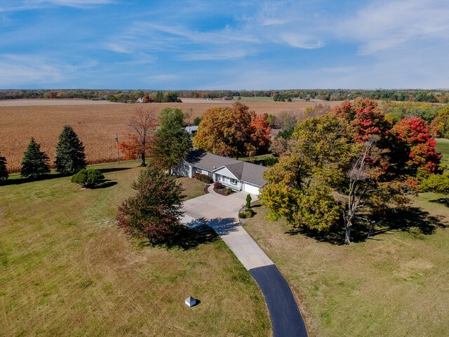 bird's eye view with a rural view